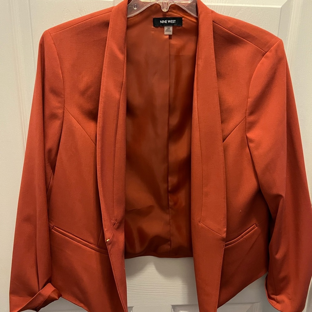 Nine West burnt orange stretch blazer